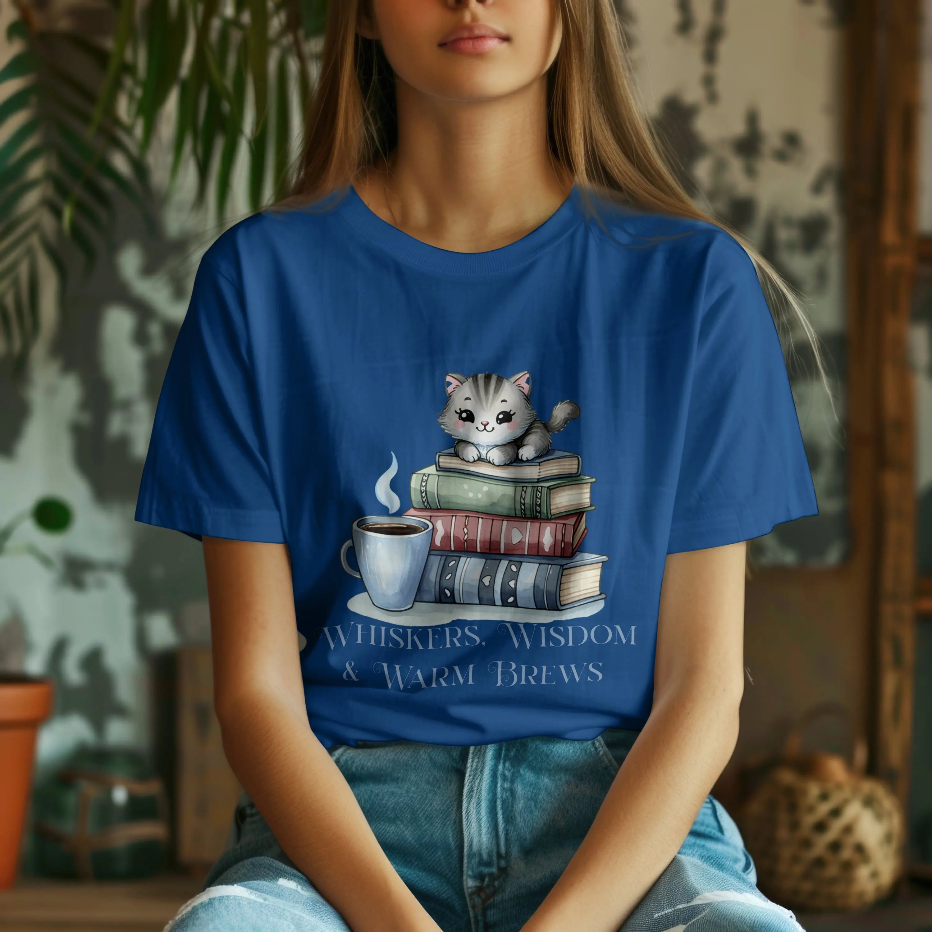 Whiskers, Wisdom and Warm Brews Tshirt Printify