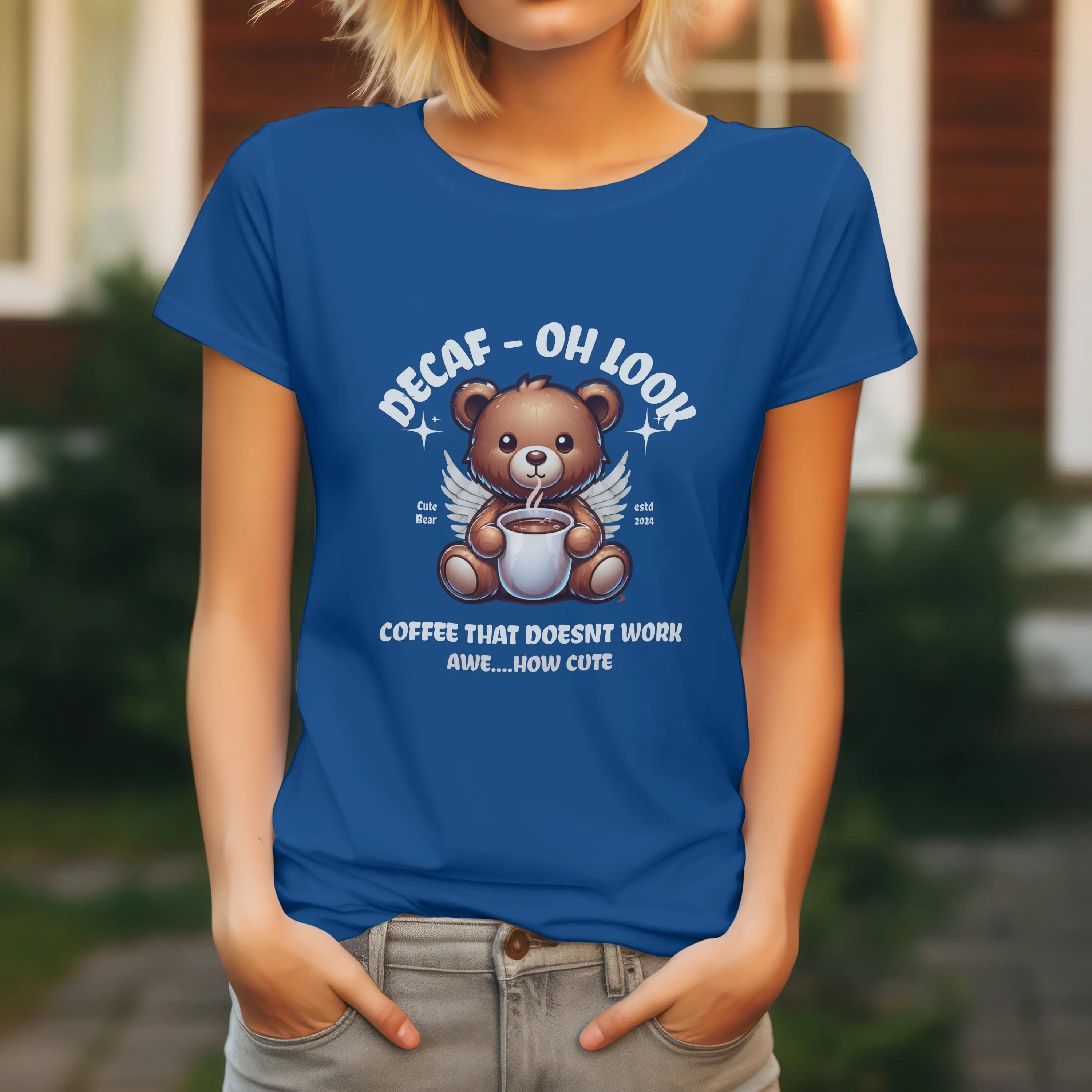 Decaf Bear Tshirt - Coffee that doesn't work - Cute Teddy Bear Tee Printify