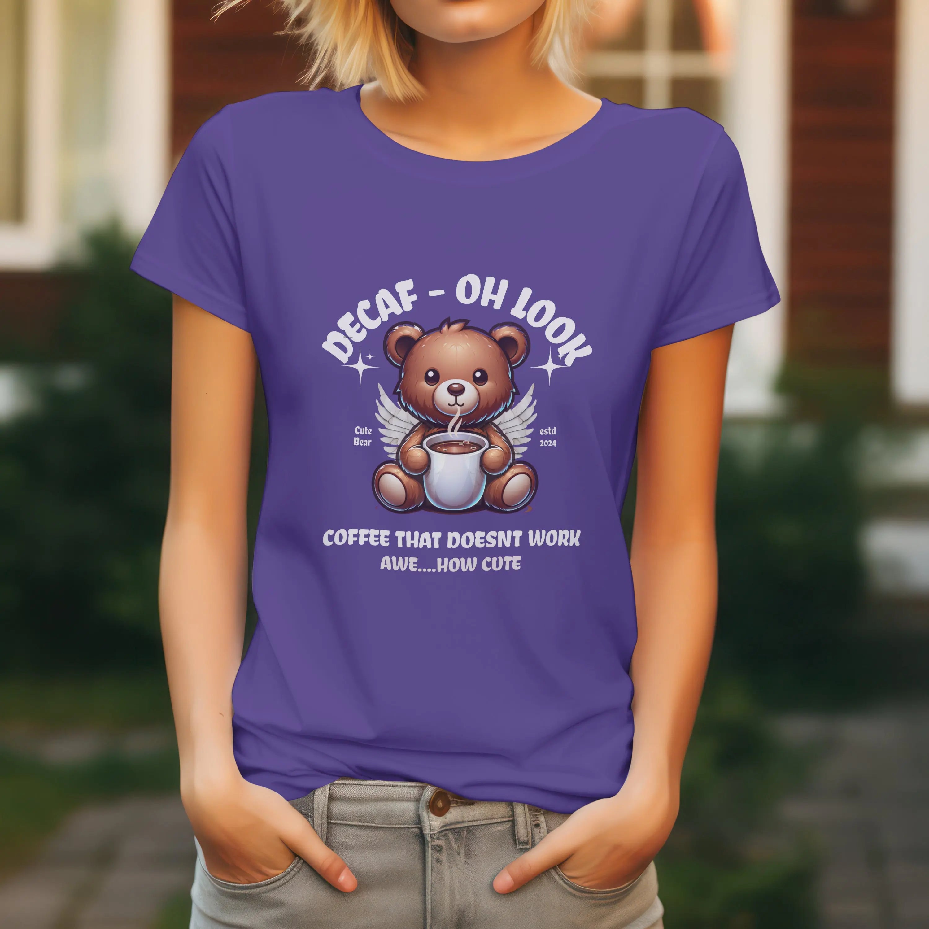 Decaf Bear Tshirt - Coffee that doesn't work - Cute Teddy Bear Tee Printify