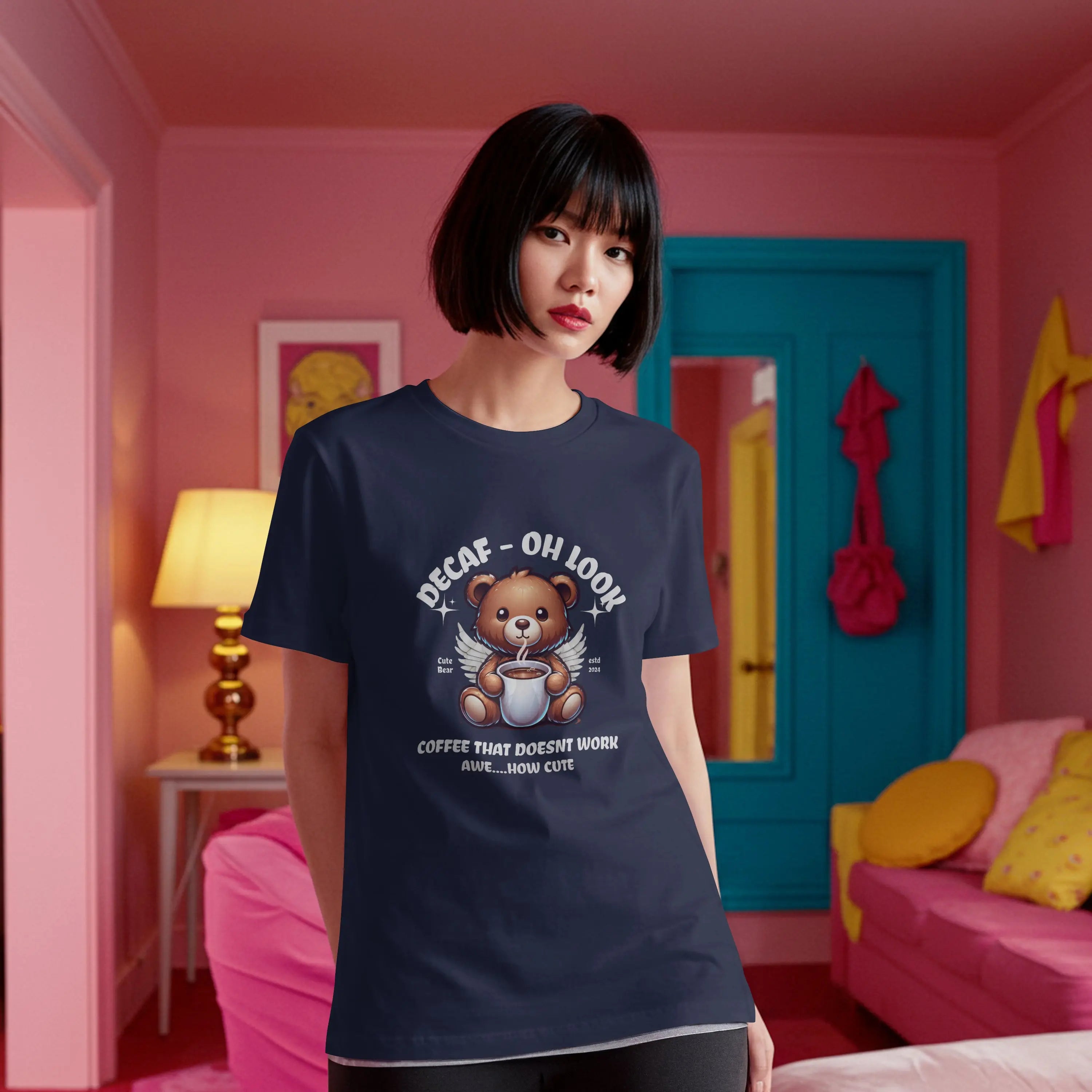 Decaf Bear Tshirt - Coffee that doesn't work - Cute Teddy Bear Tee Printify
