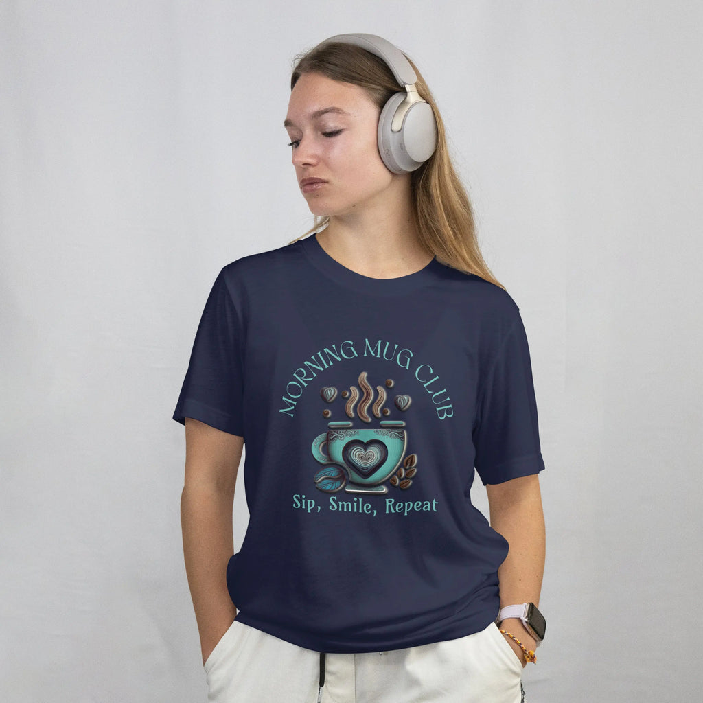 Sip, Smile, Repeat Tshirt - Morning Mug Club - Boho Style Coffee Mug Tee Printify