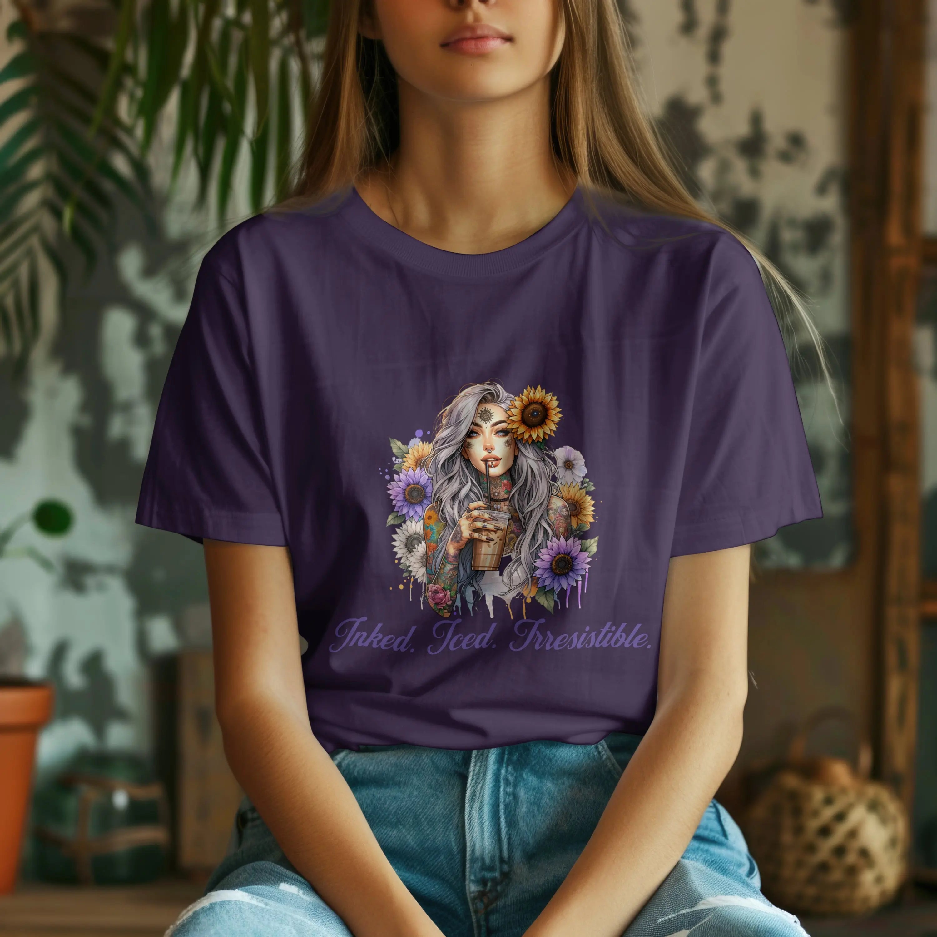 Irresistible Tshirt - Sunflower Tattoo Woman Coffee Tee Printify