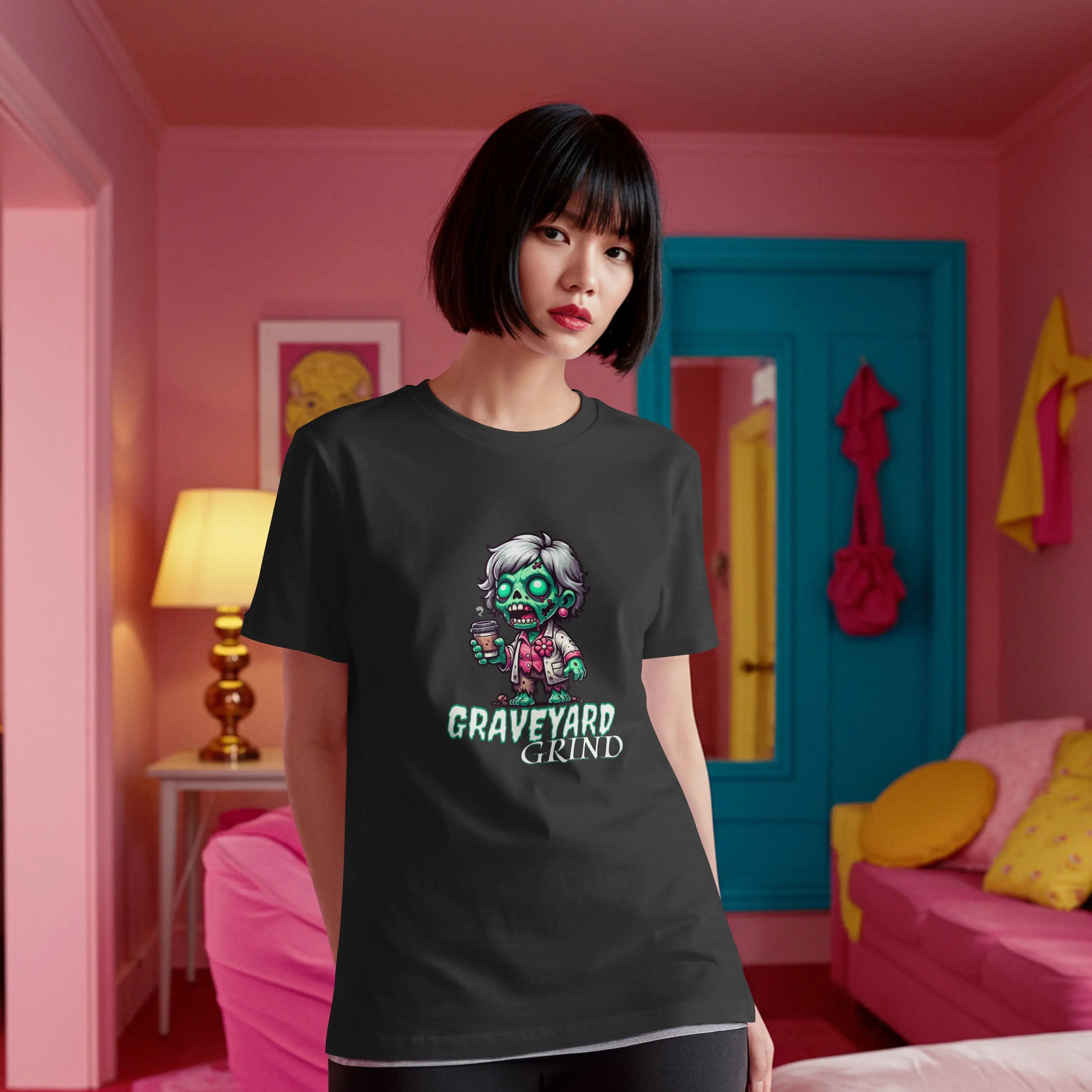 Graveyard Grind Tshirt - Funny Zombie Coffee t-shirt Printify