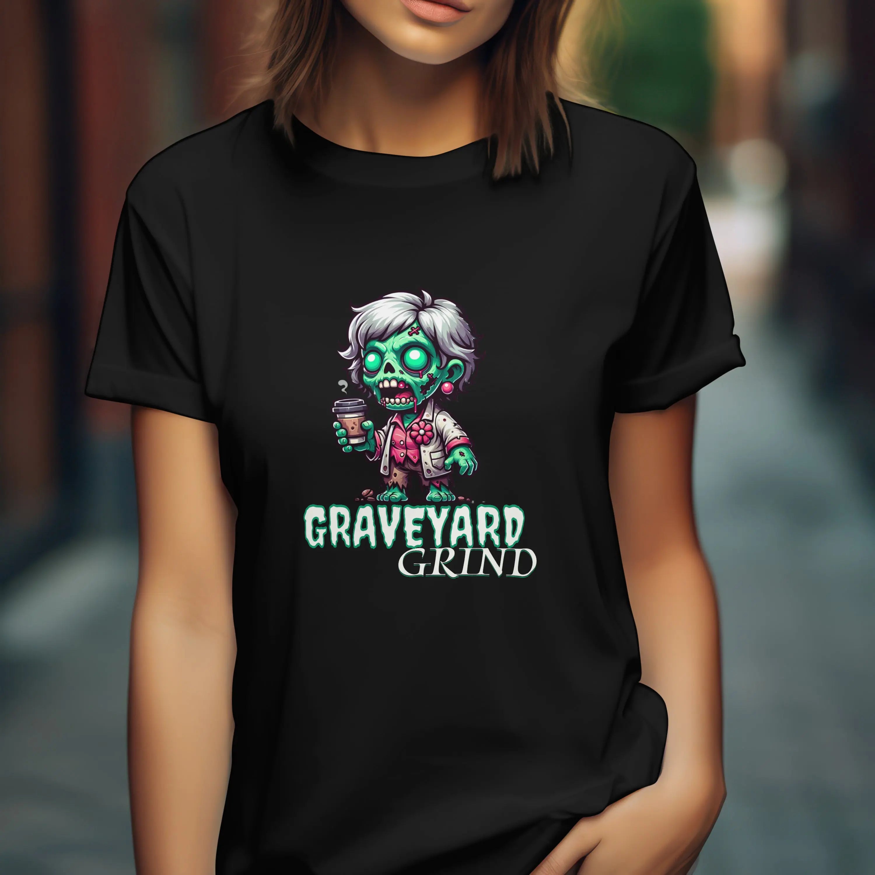 Graveyard Grind Tshirt - Funny Zombie Coffee t-shirt Printify