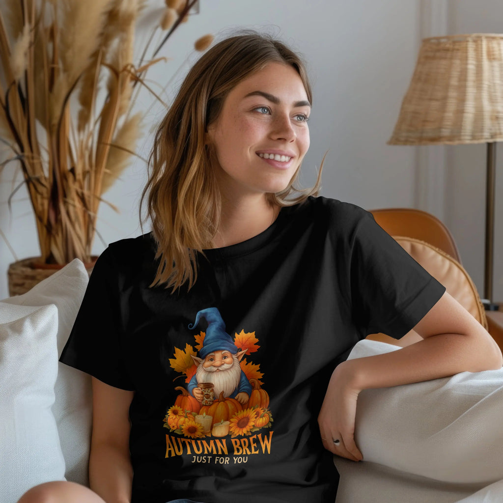 Autumn Gnome T-Shirt - Autumn Brew Just For You Printify