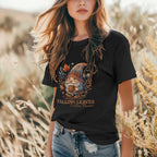 Falling Leaves Gnome T-Shirt | Cozy Autumn Tee, Seasonal Gift, Cute Fall Apparel, Halloween Top, Thanksgiving Outfit Printify