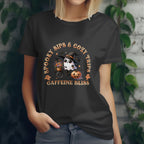 Spooky Sips T-Shirt - Spooky Sips and Cozy Trips Caffeine Bliss Design Printify