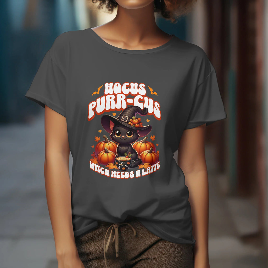 Hocus Purr-cuss Women's Tee - Cute kitten witch Halloween design Printify