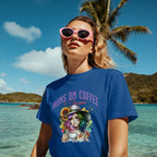 Runs on Coffee and Sarcasm T-shirt- Handmade Gift for Women, Casualwear, Coffee Addict Shirt, Fun Graphic Tee, Unique Gift Idea Printify