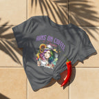 Runs on Coffee and Sarcasm T-shirt- Handmade Gift for Women, Casualwear, Coffee Addict Shirt, Fun Graphic Tee, Unique Gift Idea Printify