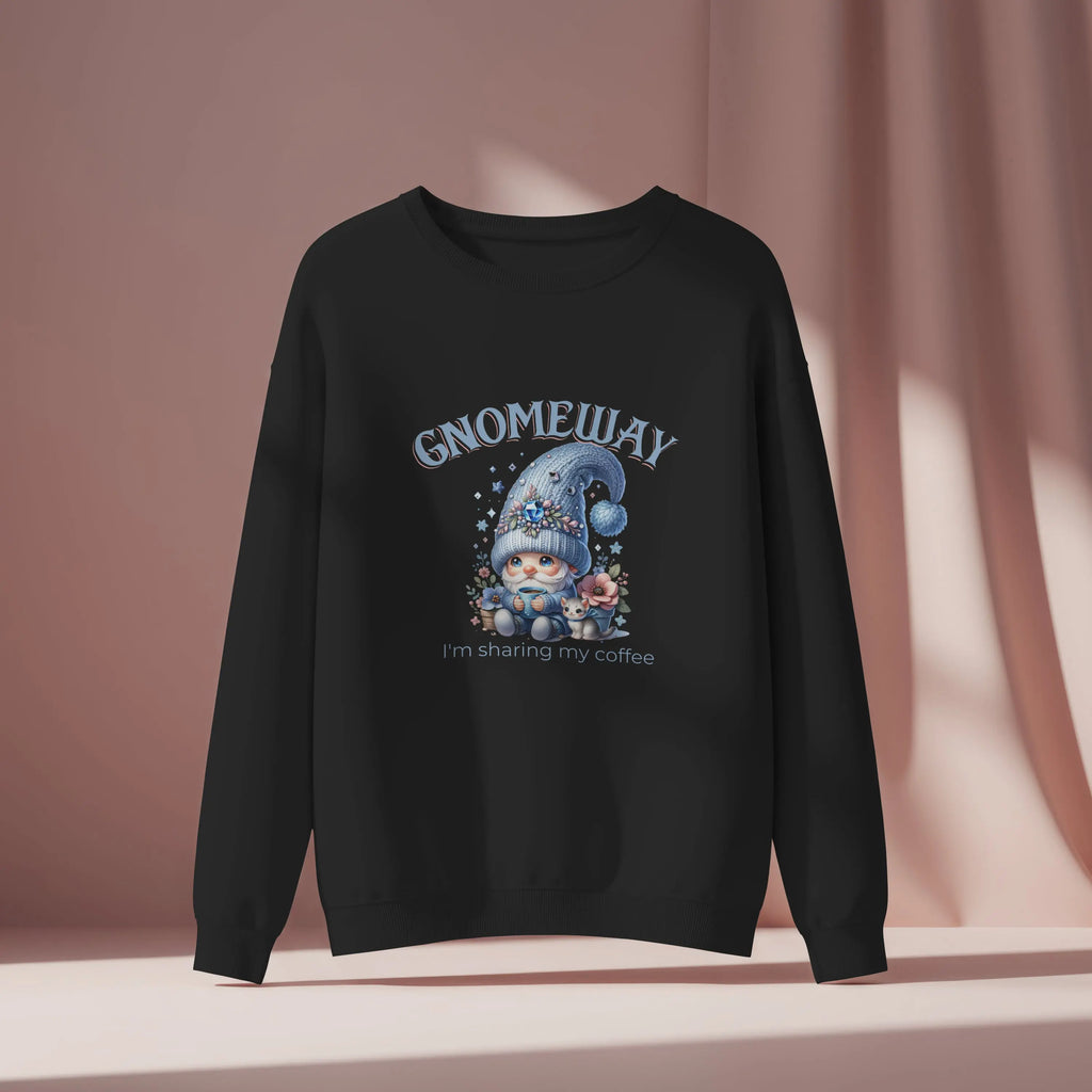 Gnomeway Sweatshirt - I'm Sharing My Coffee, Cozy Crewneck, Gift for Coffee Lovers, Casual Pullover, Fall and Winter Fashion Printify