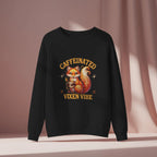 Caffeinated Vixen Vibe Sweatshirt, Cozy Unisex Crewneck for Coffee Lovers, Gift for Birthdays, Fall Fashion, Cute Animal Sweater Printify