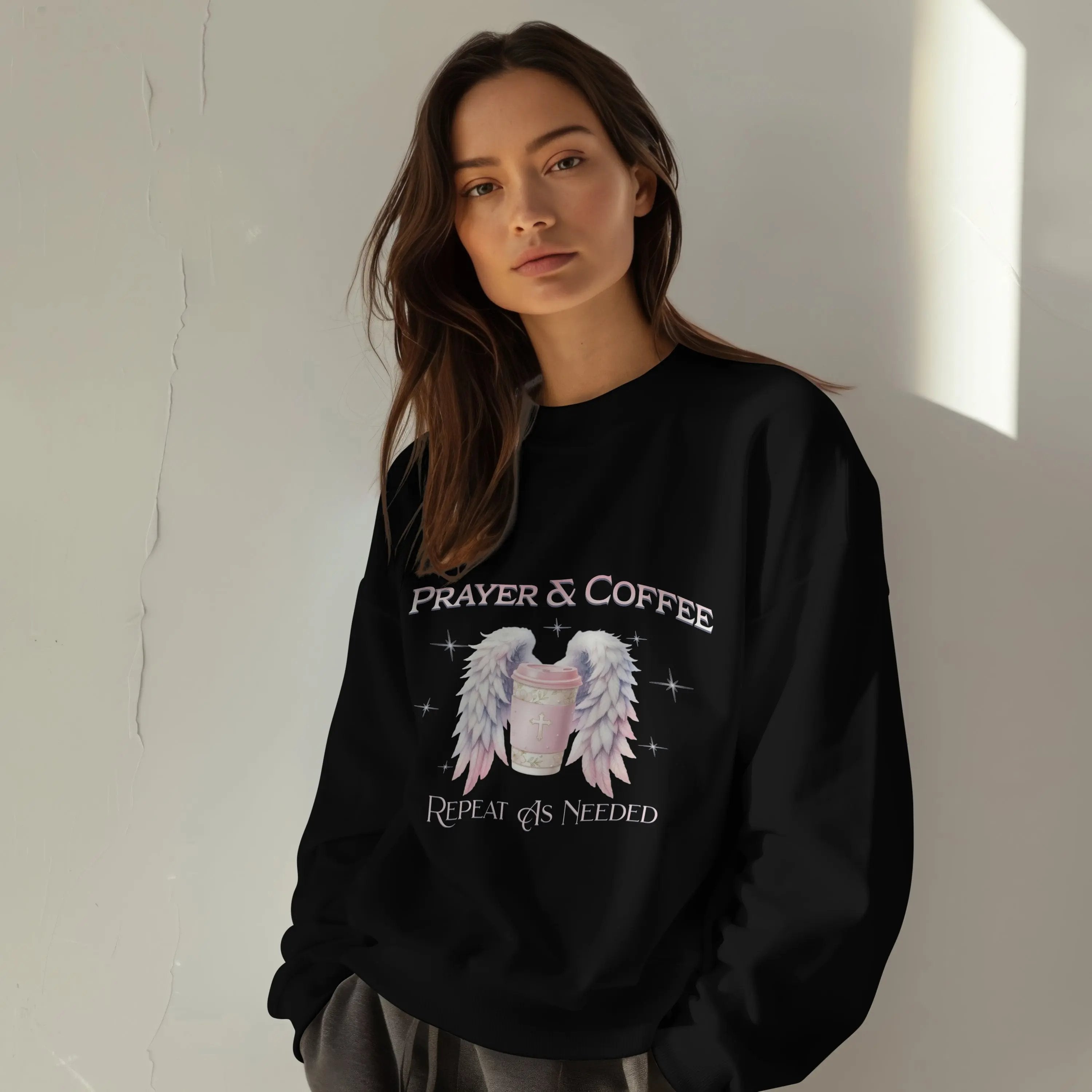 Prayer & Coffee Sweatshirt | Unisex Crewneck | Cozy Gift for Coffee Lovers | Relaxed Fit for Chill Days | Perfect for Holidays & Gatherings - Boldly Bitter Company