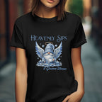 Heavenly Sips Tee, Cute Women's T-Shirt with gnome kisses, Funny Coffee Lovers Gift, Casual Everyday Wear, Cozy Winter Style, Birthday Present - Boldly Bitter Company