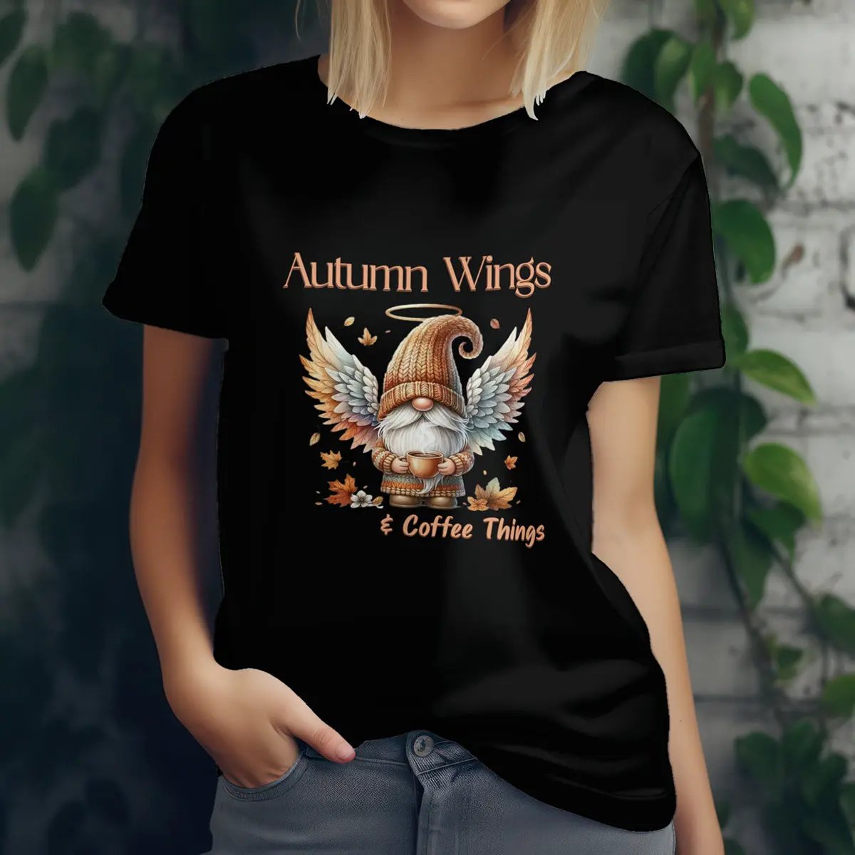 Autumn Wings Gnome Women's Softstyle Tee - Cozy Fall Celebration Top Printify