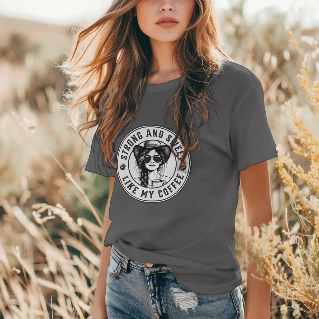 Sweet and Strong T-Shirt – Funny Coffee Lover Tee for Women, Empowering Caffeine Queen Shirt, Bold Morning Gift Idea Printify