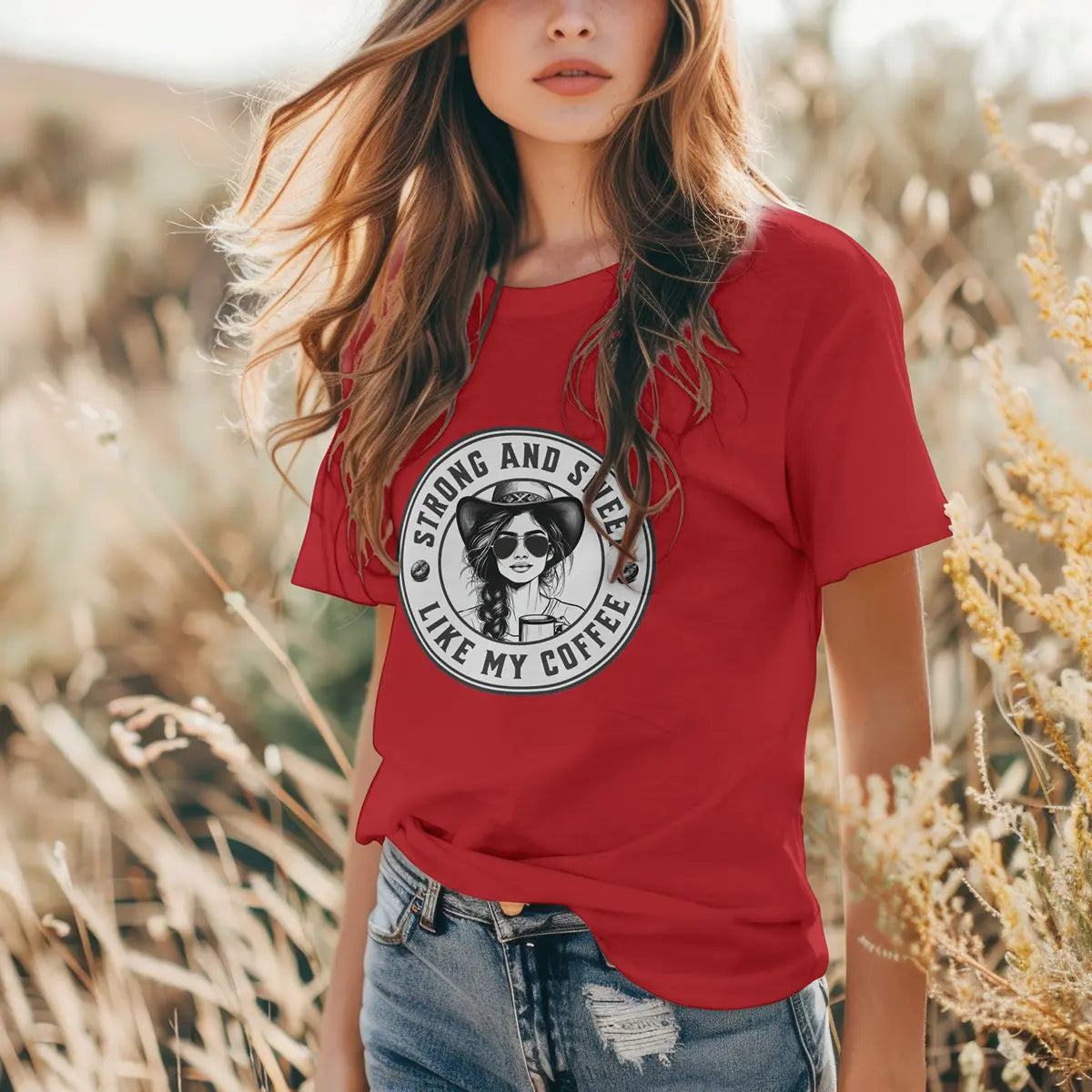 Sweet and Strong T-Shirt – Funny Coffee Lover Tee for Women, Empowering Caffeine Queen Shirt, Bold Morning Gift Idea Printify