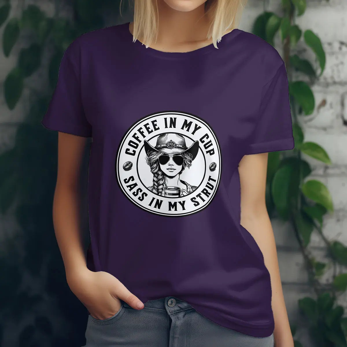 Sass in My Strut T-Shirt – Sassy Cowgirl Coffee T-shirt, Funny Coffee Lover Tee for Women, Sassy Cowgirl Caffeine Queen Shirt, Attitude Gift Idea Printify