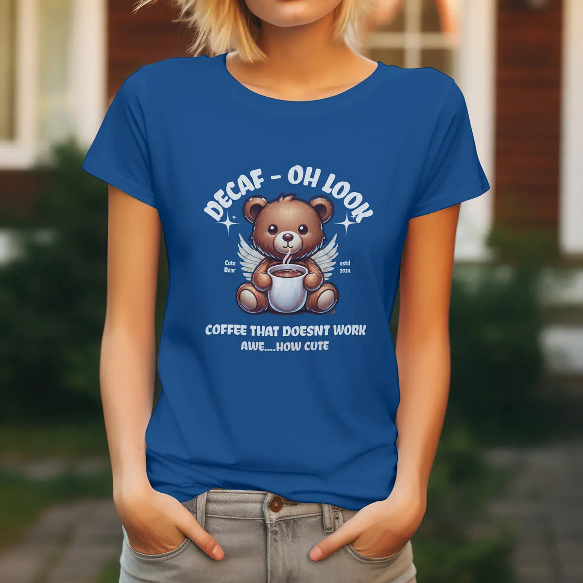 Decaf Bear T-shirt - Decaf Coffee that doesn't work - Boldly Bitter Company