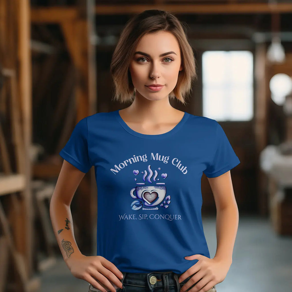 Wake, Sip, Conquer T-shirt - Morning Mug Club - Boho Style Coffee Tee Printify