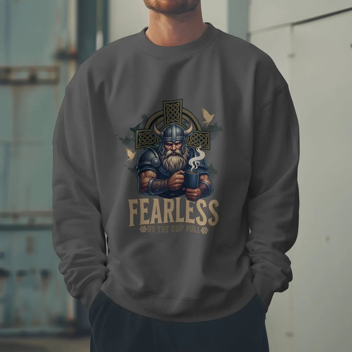 Fearless Viking Coffee Sweatshirt Printify
