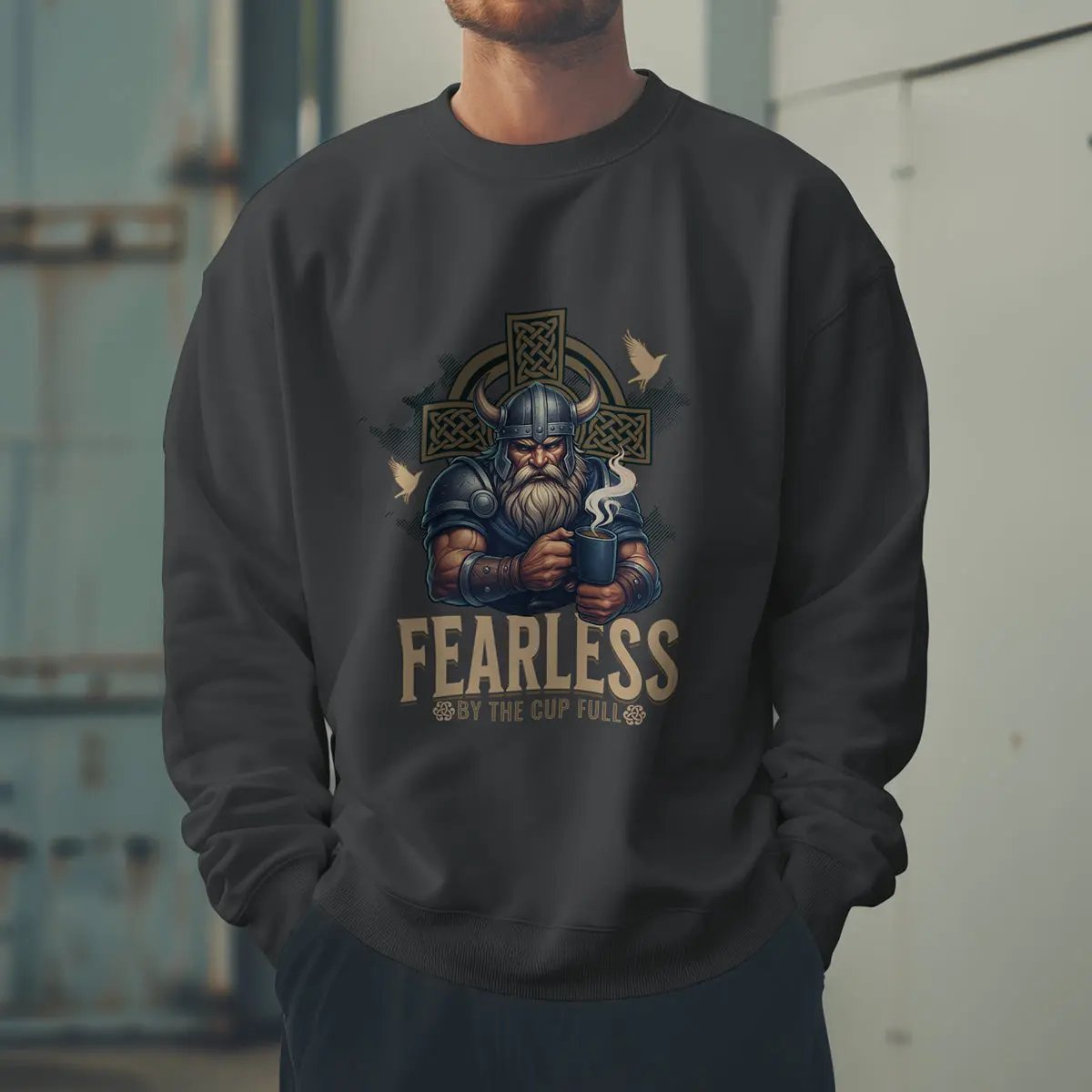 Fearless Viking Coffee Sweatshirt Printify