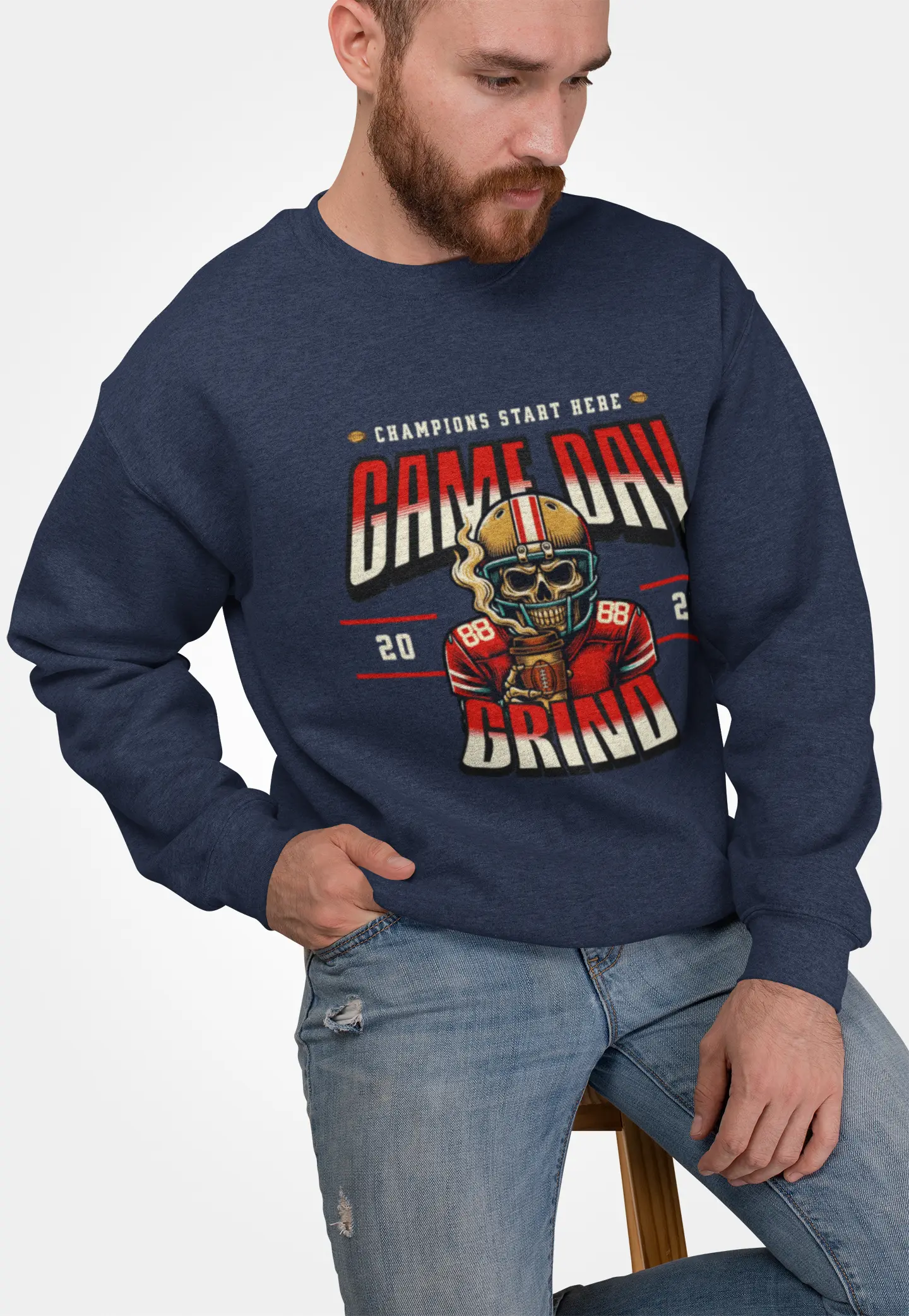 Game Day Grind Sweatshirt - Coffee Football Warm Cozy Sweatshirt Printify