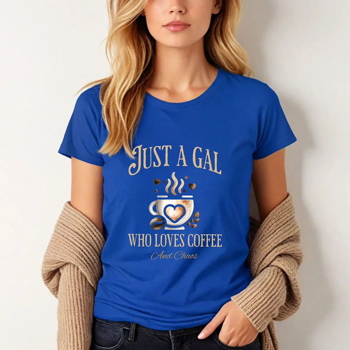 Just a Gal T-shirt - Who Loves Coffee - Boho Style Coffee Gal T-shirt Printify