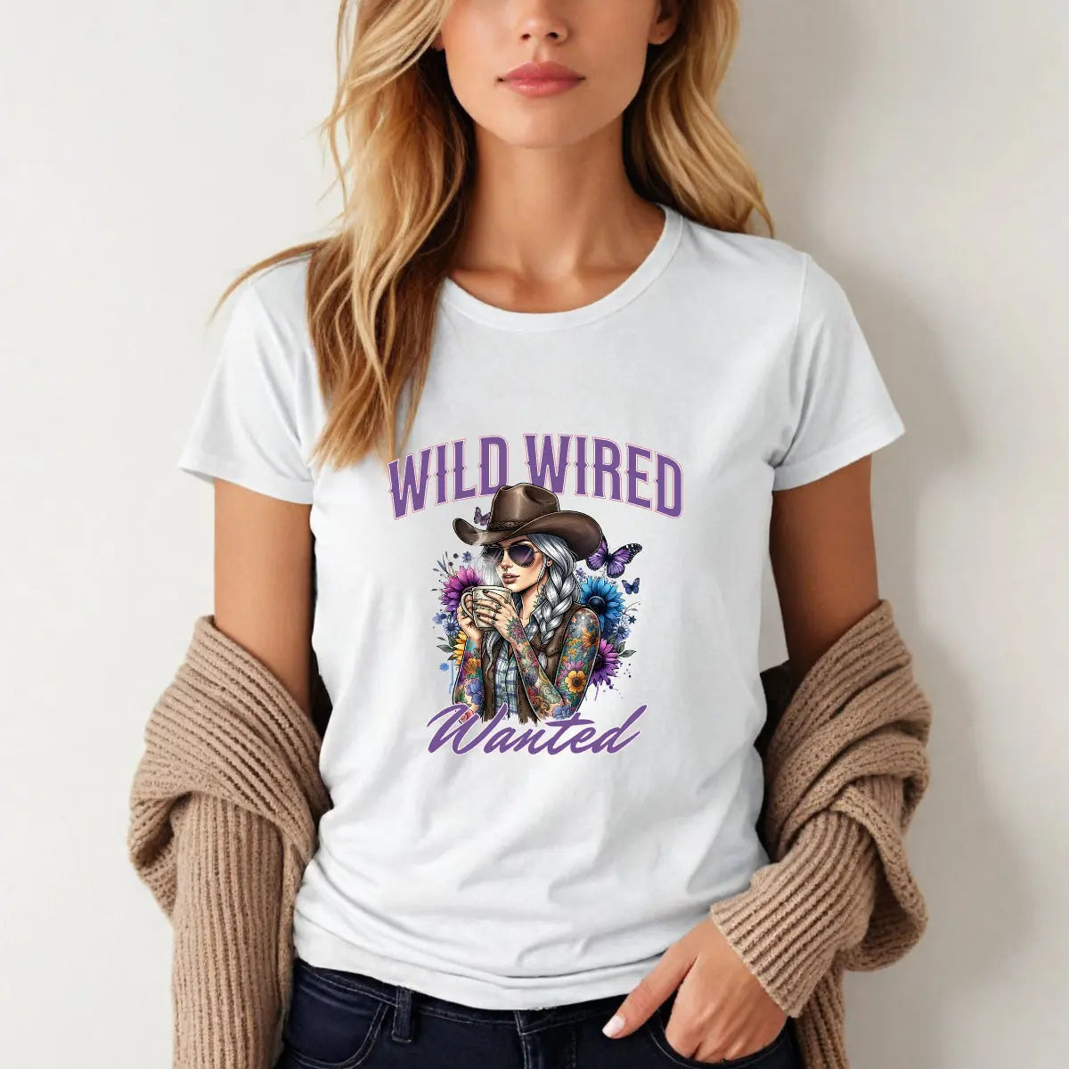 Wild Wired Cowgirl Tee — Boho Cowgirl Graphic Shirt Printify