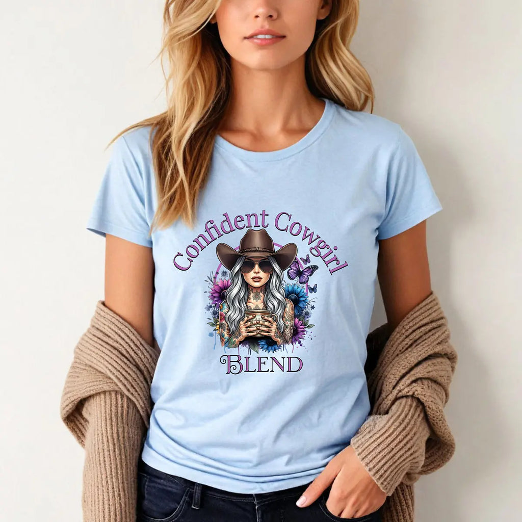Confident Cowgirl Tee — Women's Graphic Western Coffee Shirt Printify