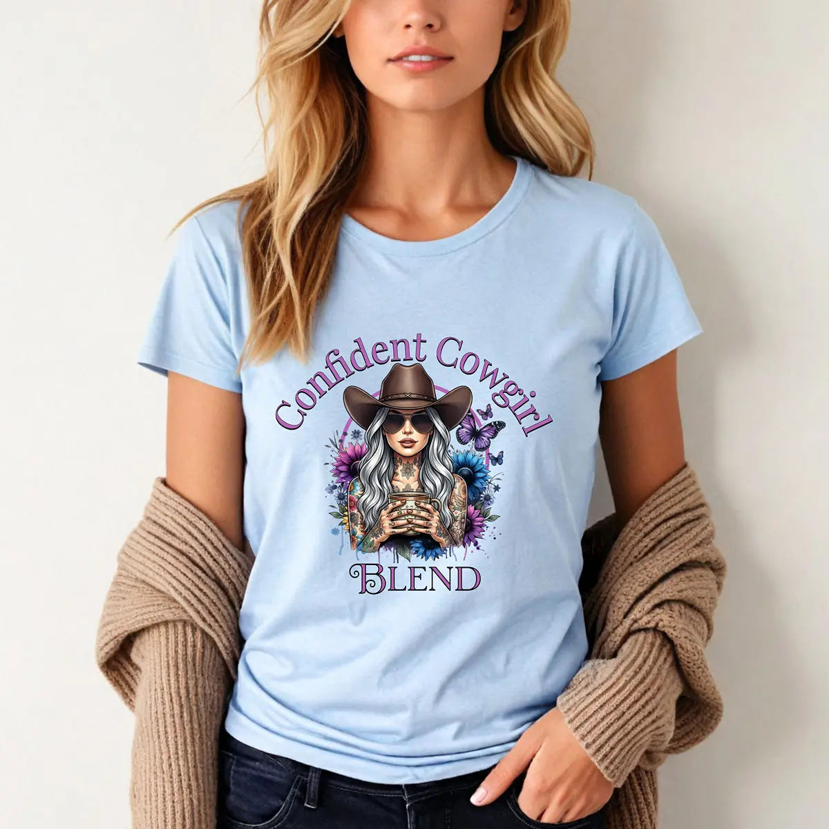 Confident Cowgirl Tee — Women's Graphic Western Coffee Shirt Printify