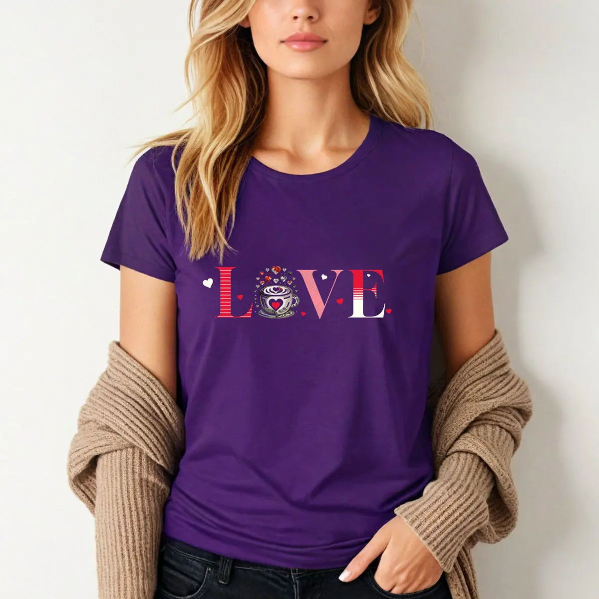 Coffee Love T-Shirt – “LOVE” with Coffee Cup Design - Boldly Bitter Company
