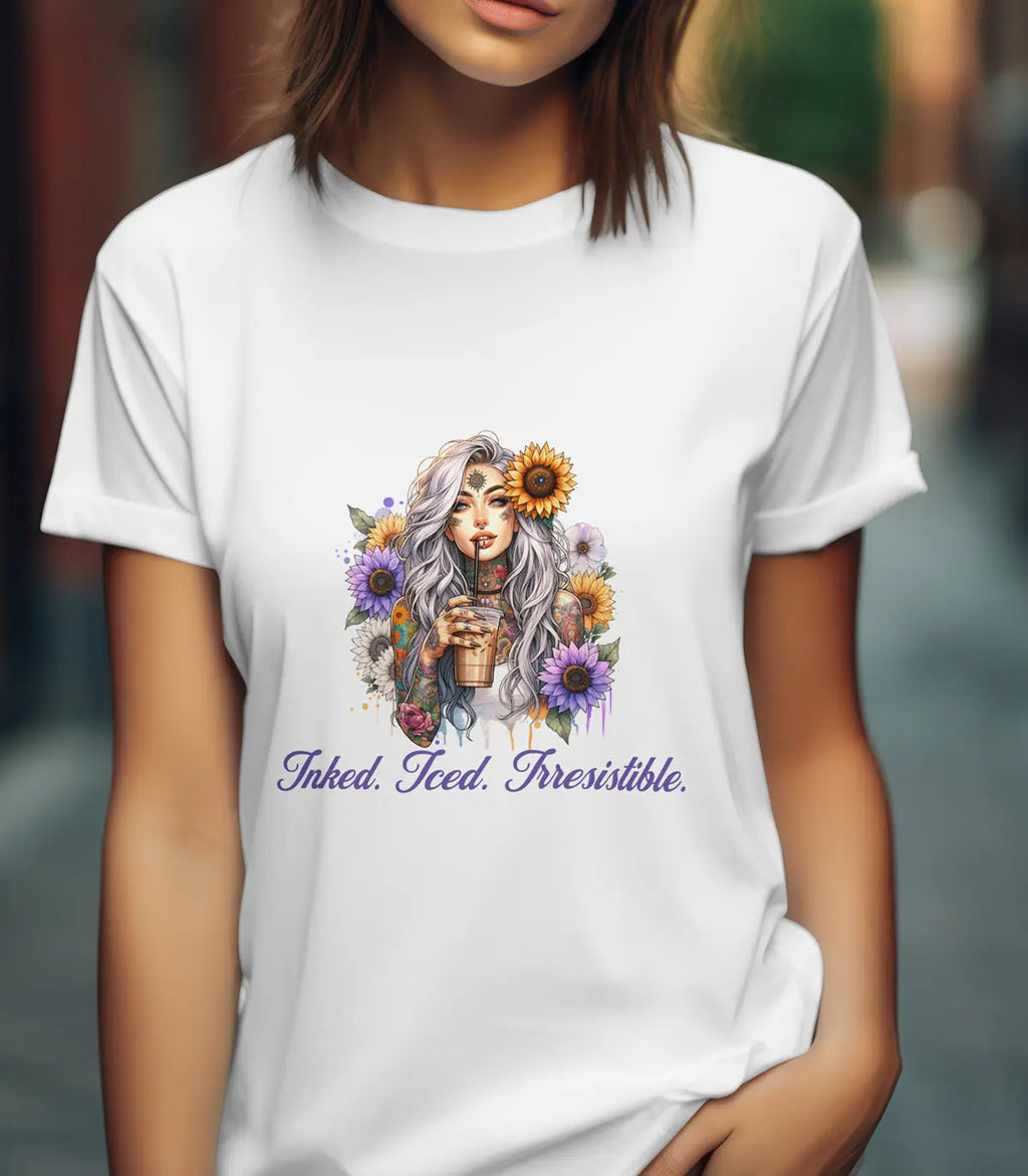 Irresistible Tshirt - Sunflower Tattoo Woman Coffee Tee Printify