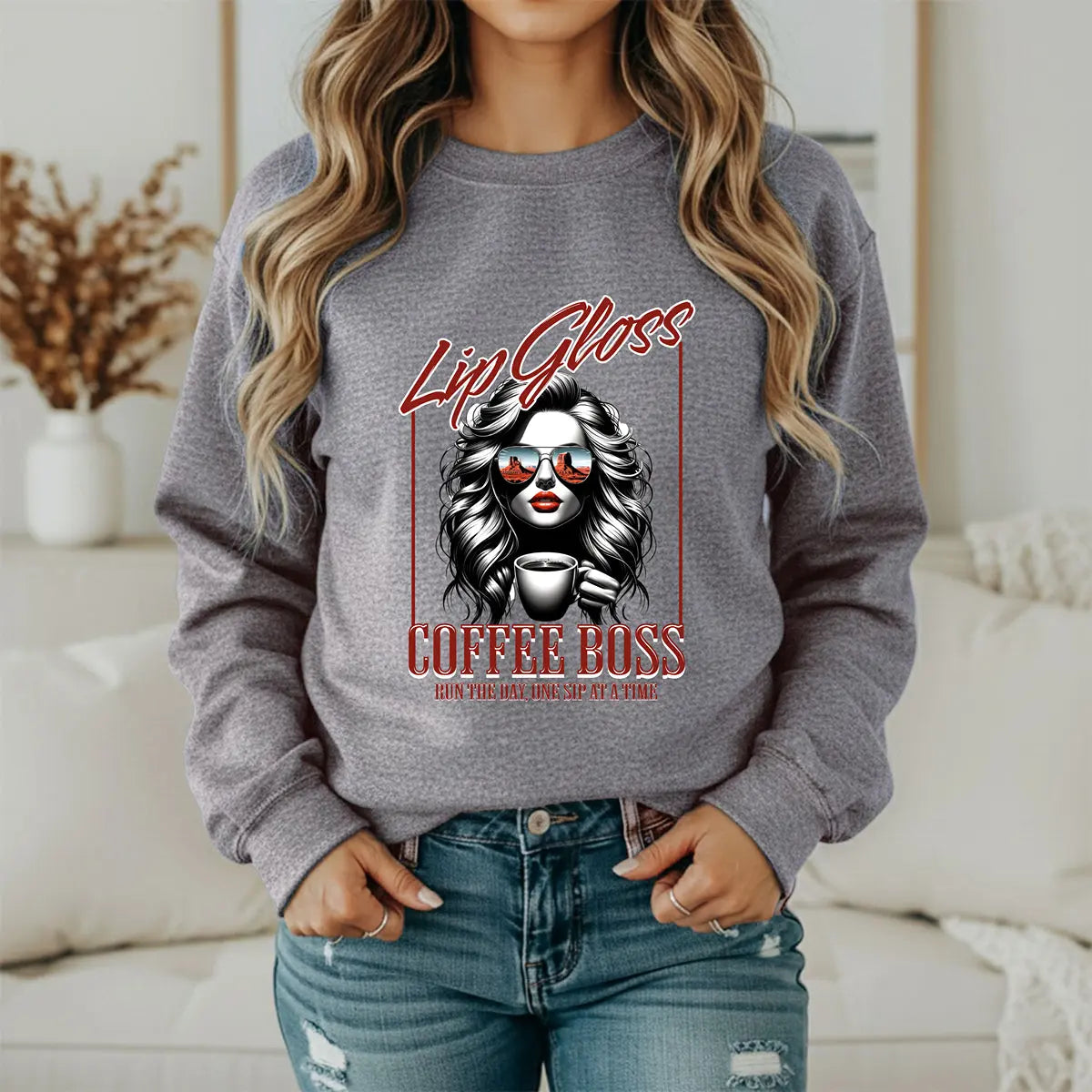 Lip Gloss Coffee Boss Sweatshirt Printify
