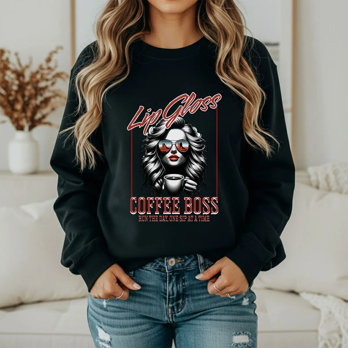 Lip Gloss Coffee Boss Sweatshirt Printify