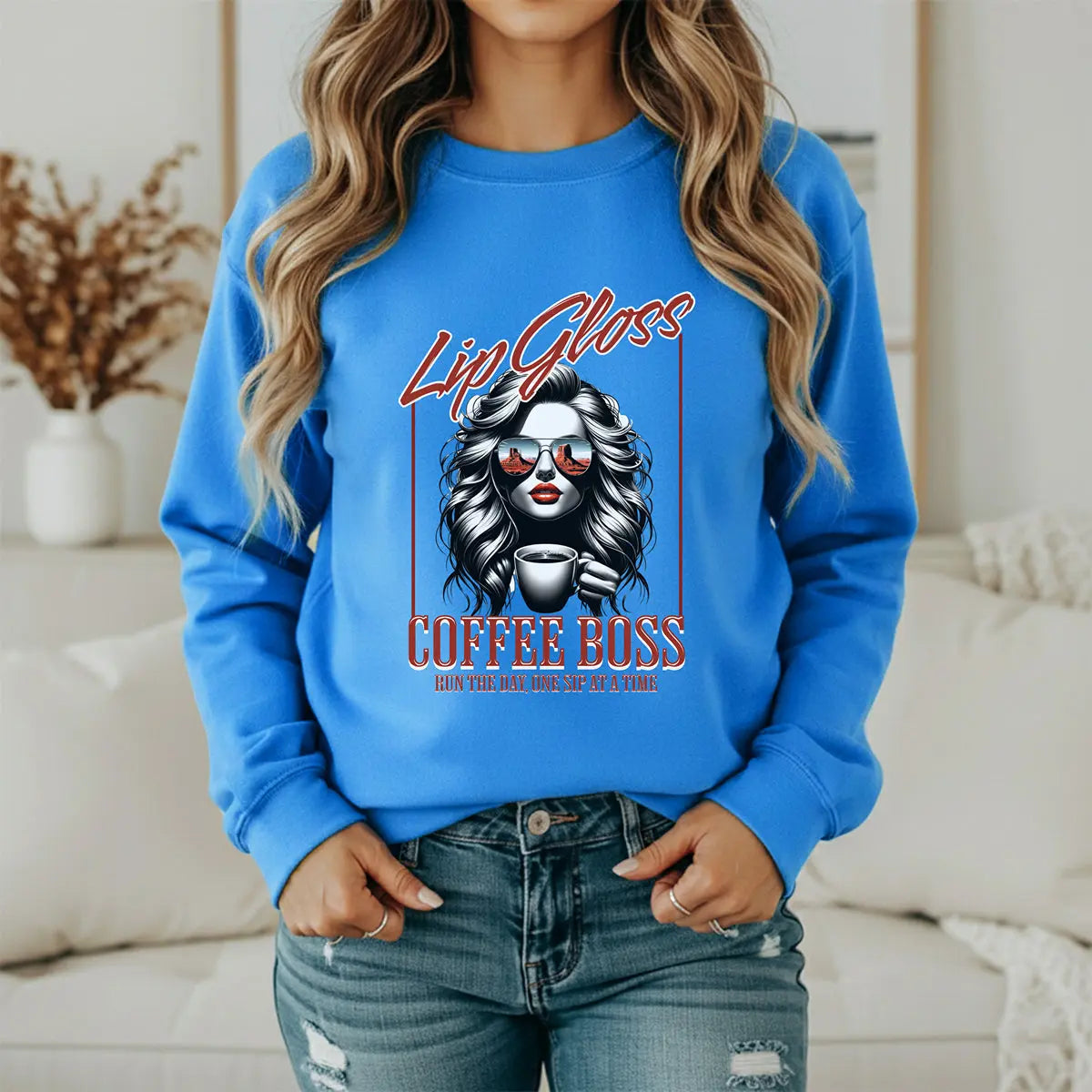 Lip Gloss Coffee Boss Sweatshirt Printify
