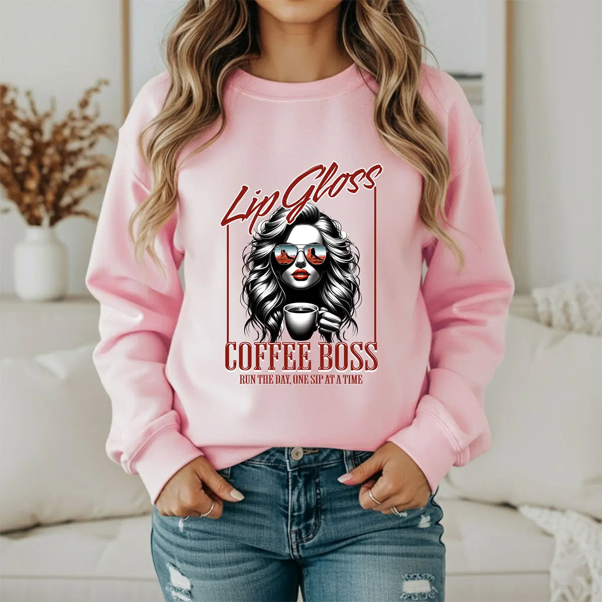 Lip Gloss Coffee Boss Sweatshirt Printify