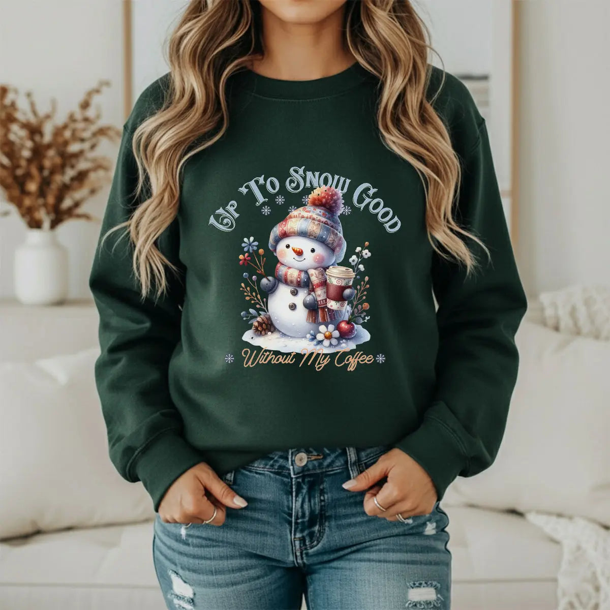 Up To Snow Good Sweatshirt- Cute Winter Snowman Sweatshirt Printify