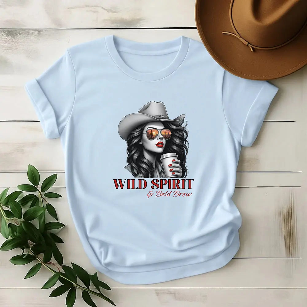 Wild Spirit Tee — Cowgirl Portrait Graphic Shirt Printify