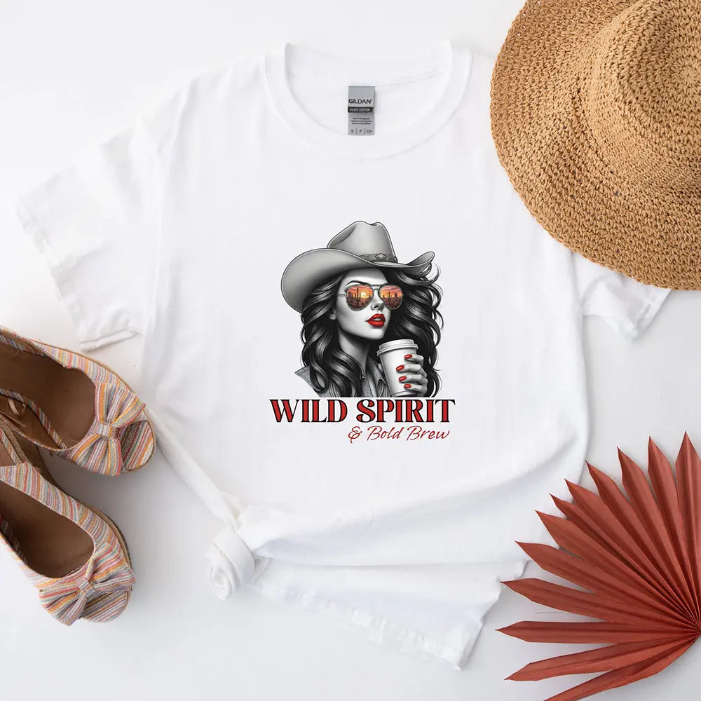 Wild Spirit Tee — Cowgirl Portrait Graphic Shirt Printify