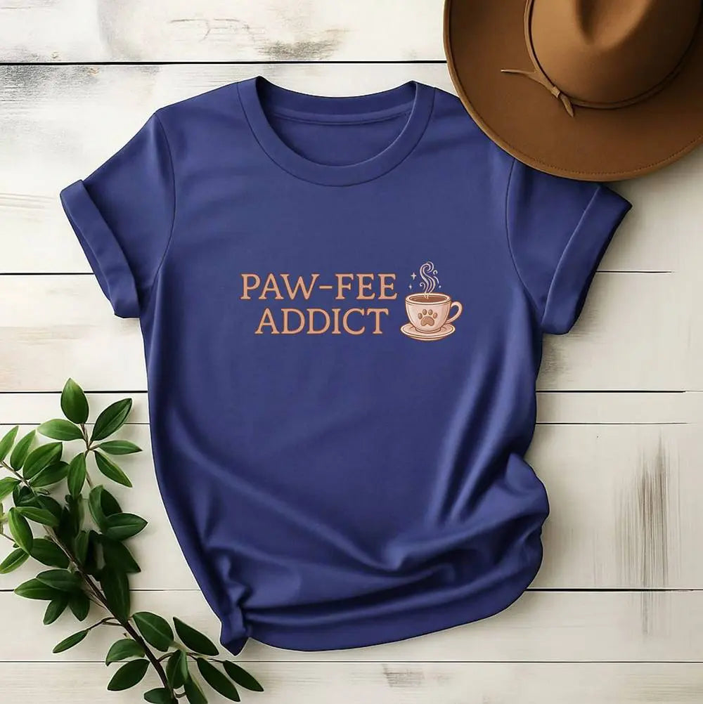Paw-fee Addict Tee — Cute Coffee & Cat Lovers Shirt Printify