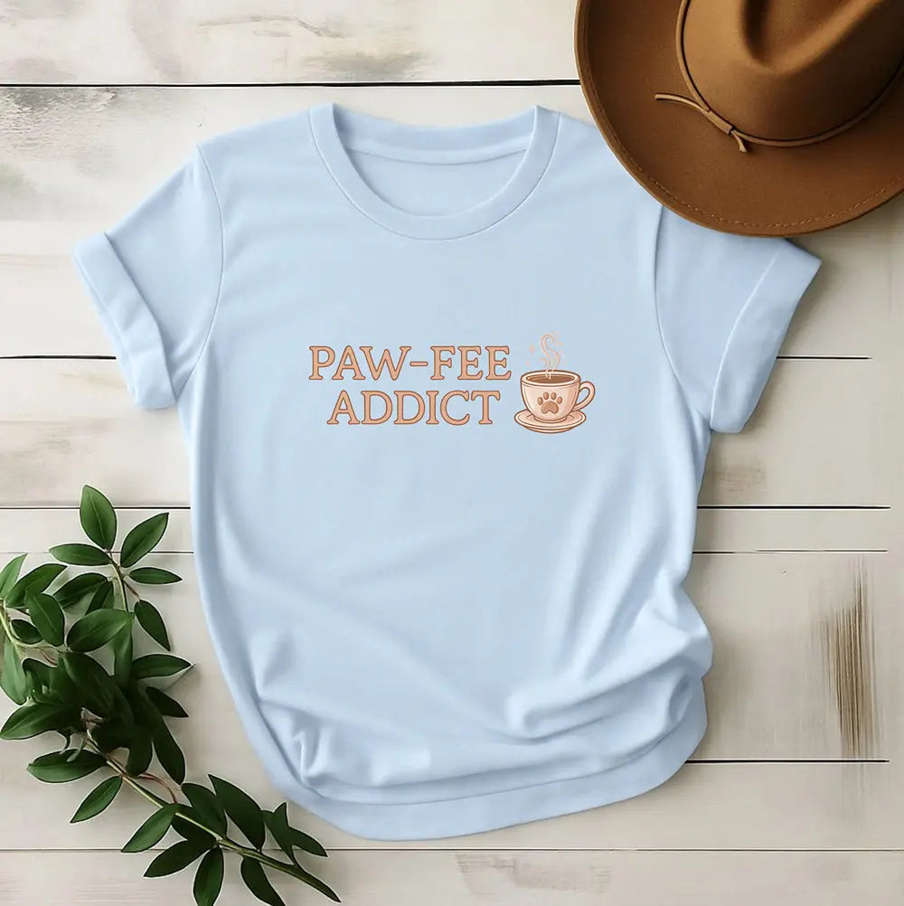 Paw-fee Addict Tee — Cute Coffee & Cat Lovers Shirt Printify