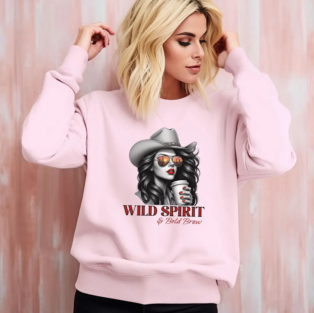 Wild Spirit Sweatshirt — Cowboy Cowgirl Graphic 'Wild Spirit' Printify