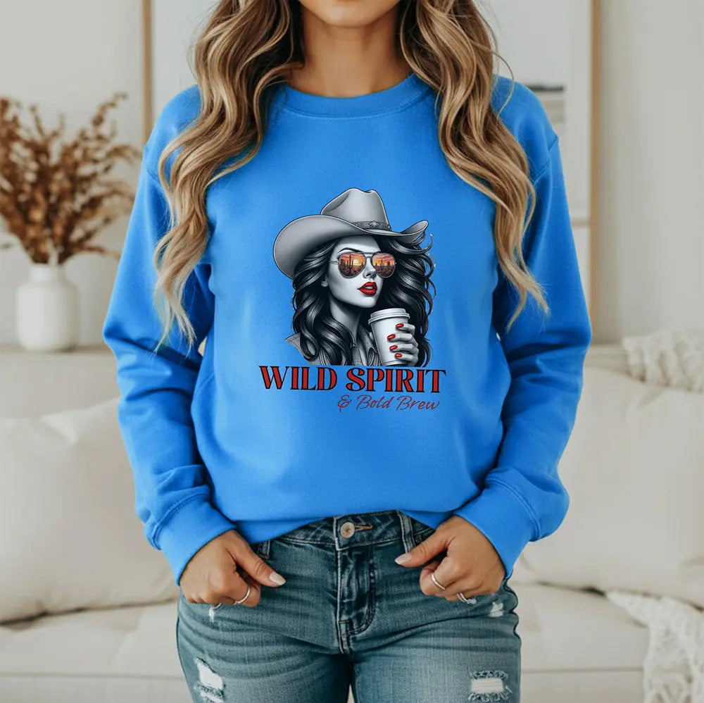 Wild Spirit Sweatshirt — Cowboy Cowgirl Graphic 'Wild Spirit' Printify