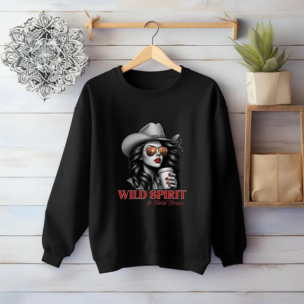 Wild Spirit Sweatshirt — Cowboy Cowgirl Graphic 'Wild Spirit' Printify