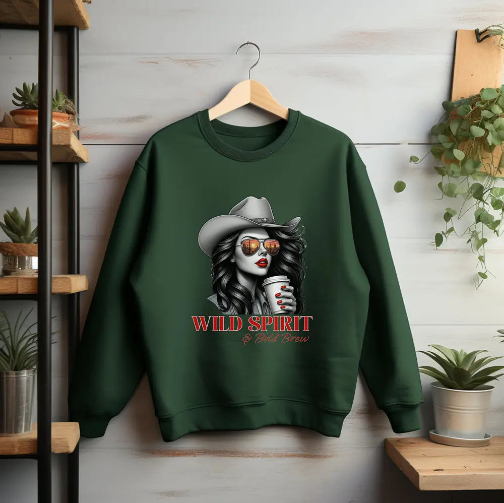 Wild Spirit Sweatshirt — Cowboy Cowgirl Graphic 'Wild Spirit' Printify