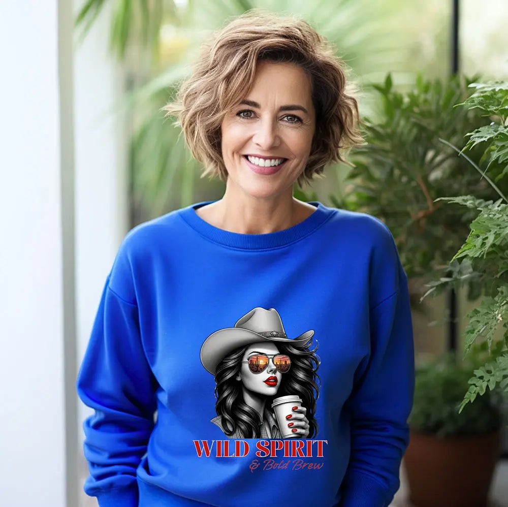 Wild Spirit Sweatshirt — Cowboy Cowgirl Graphic 'Wild Spirit' Printify