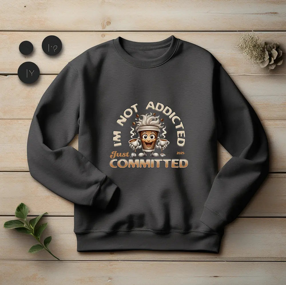 Just Committed Sweatshirt - Funny Togo Cup that is not addicted Printify