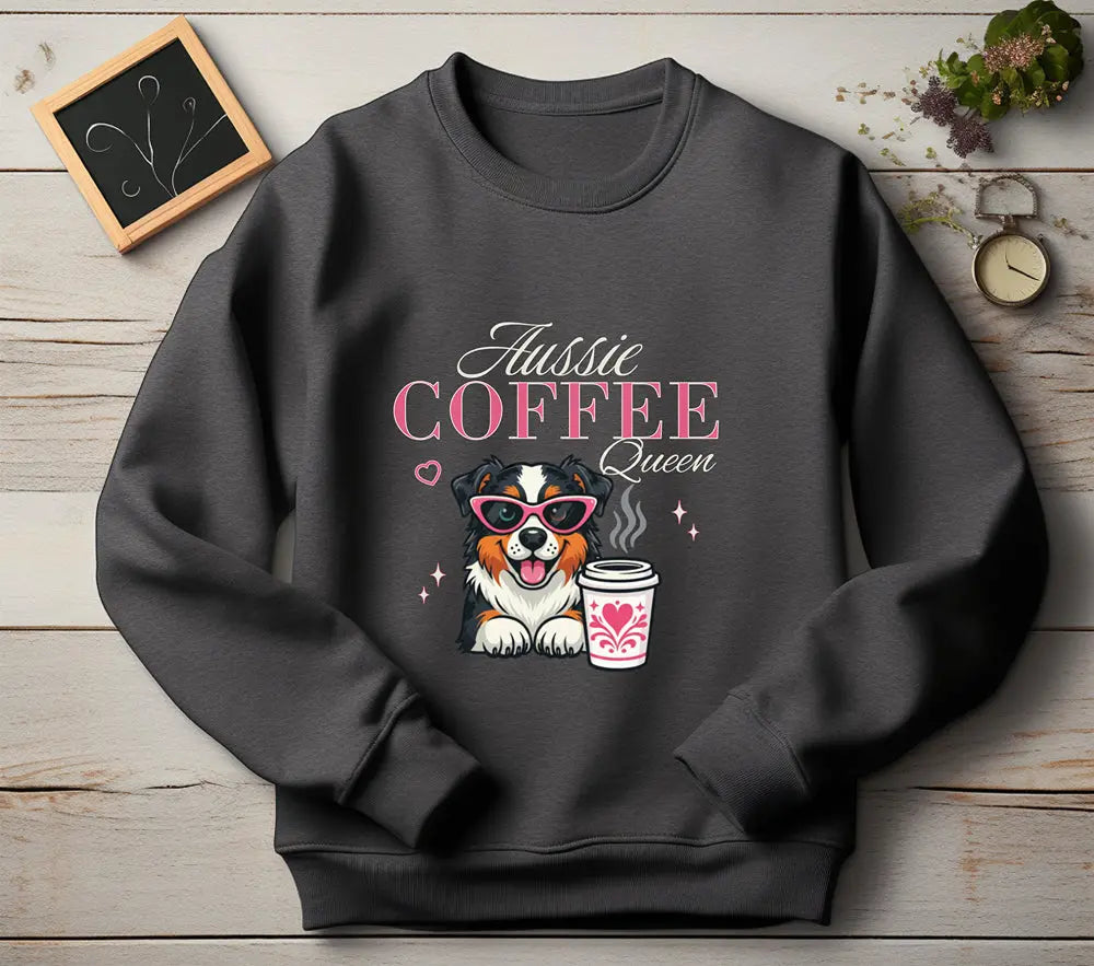 Aussie Coffee Queen Australian Shepherd Sweatshirt Printify