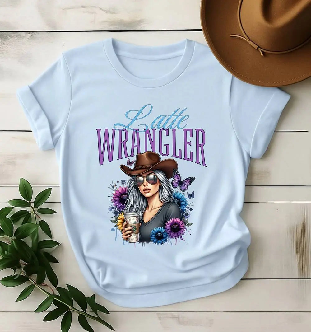 Latte Wrangler Women's Tee — Sunflower Cowboy Coffee Graphic Printify